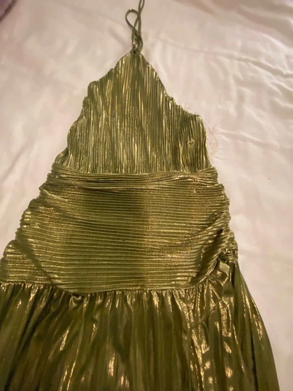 Retrofete Thalia Style Green Metallic Halter Evening Gown - Picture 11 of 16